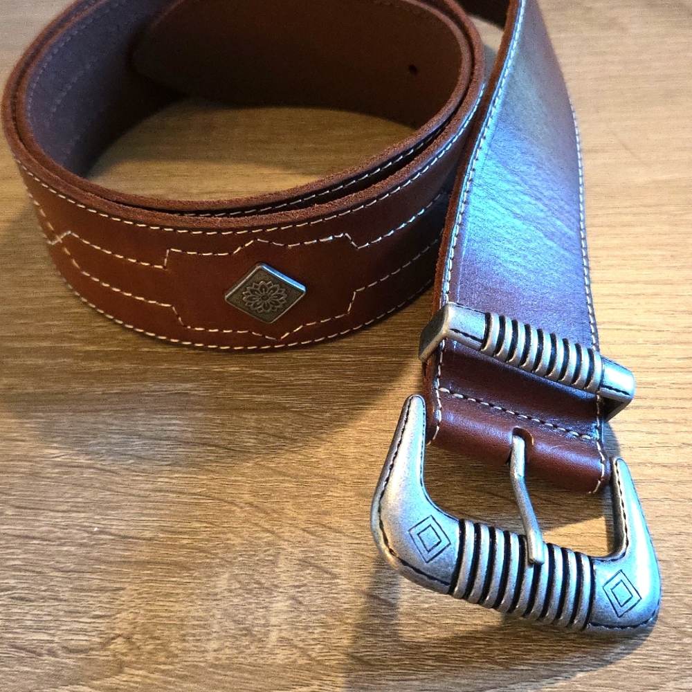 Vintage Banana Republic Made In England Wide Studded Western Belt Brown XL